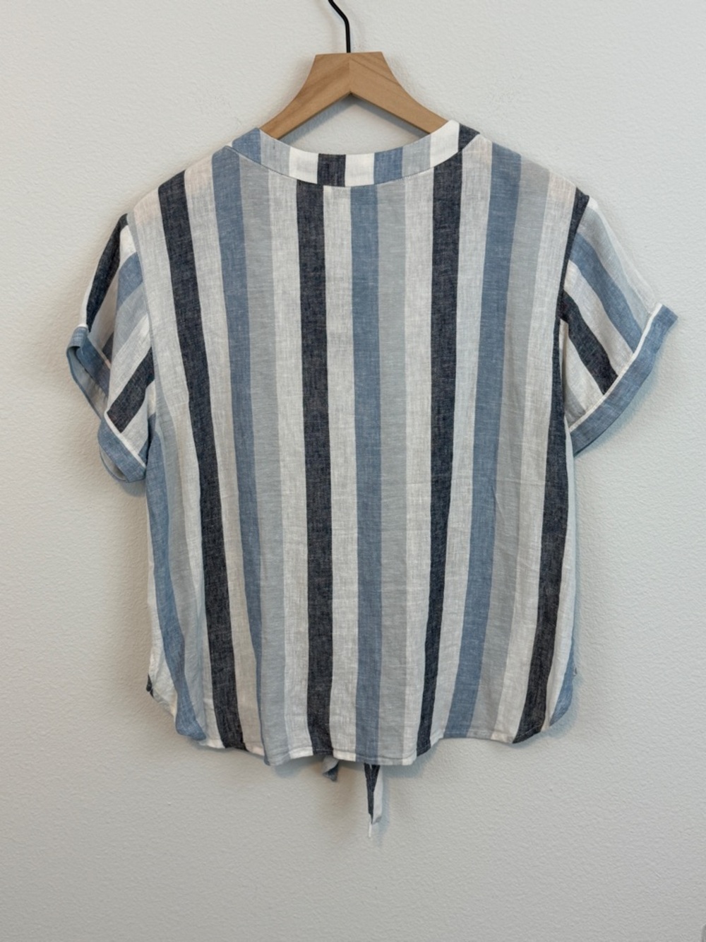 Lucky Brand striped tie-front linen blend top - Picture 4 of 6